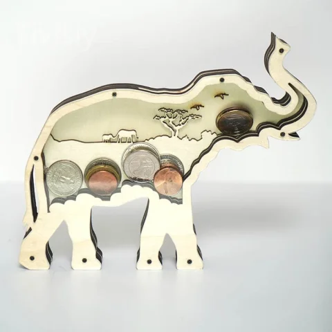 Elephant Carving Handcraft Money Box Gift